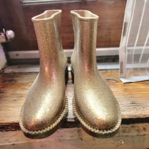 Melissa Gold Glitter Rain Boots Size 9
